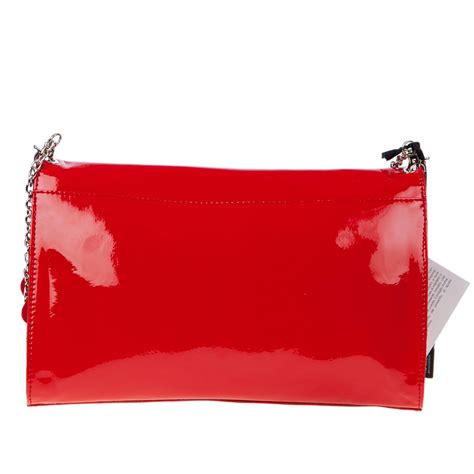 red patent leather evening bag